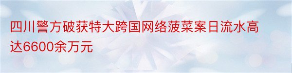 四川警方破获特大跨国网络菠菜案日流水高达6600余万元
