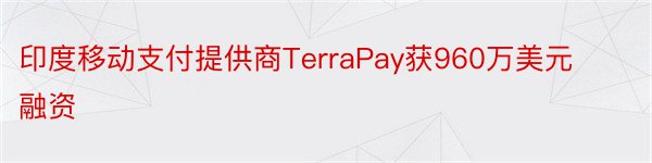 印度移动支付提供商TerraPay获960万美元融资